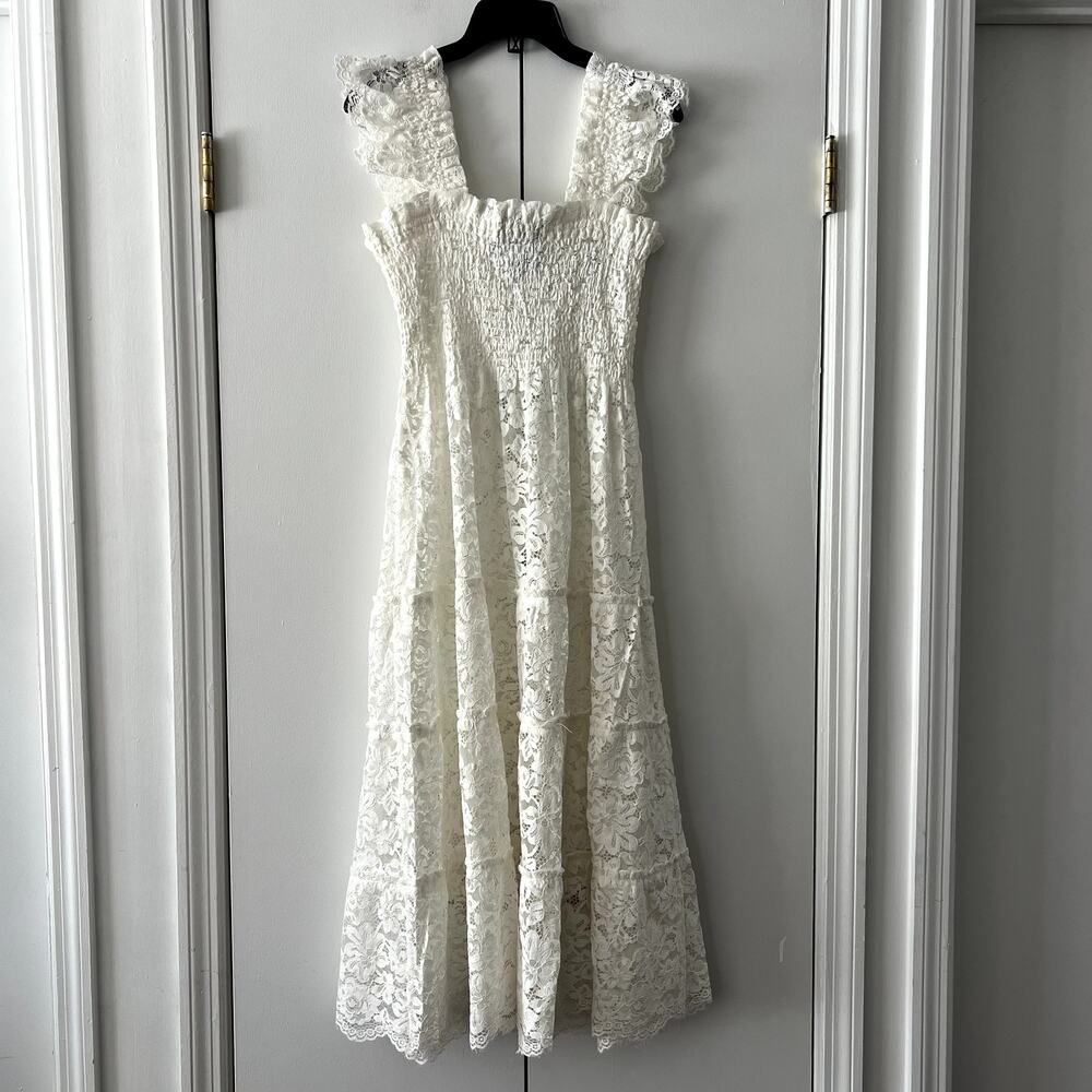 Hill House The Collector's Edition Ellie Nap Midi Dress White Lace Size M New - Picture 7 of 10